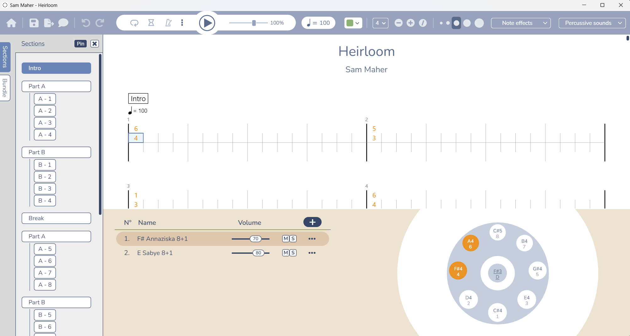 Tablature editor