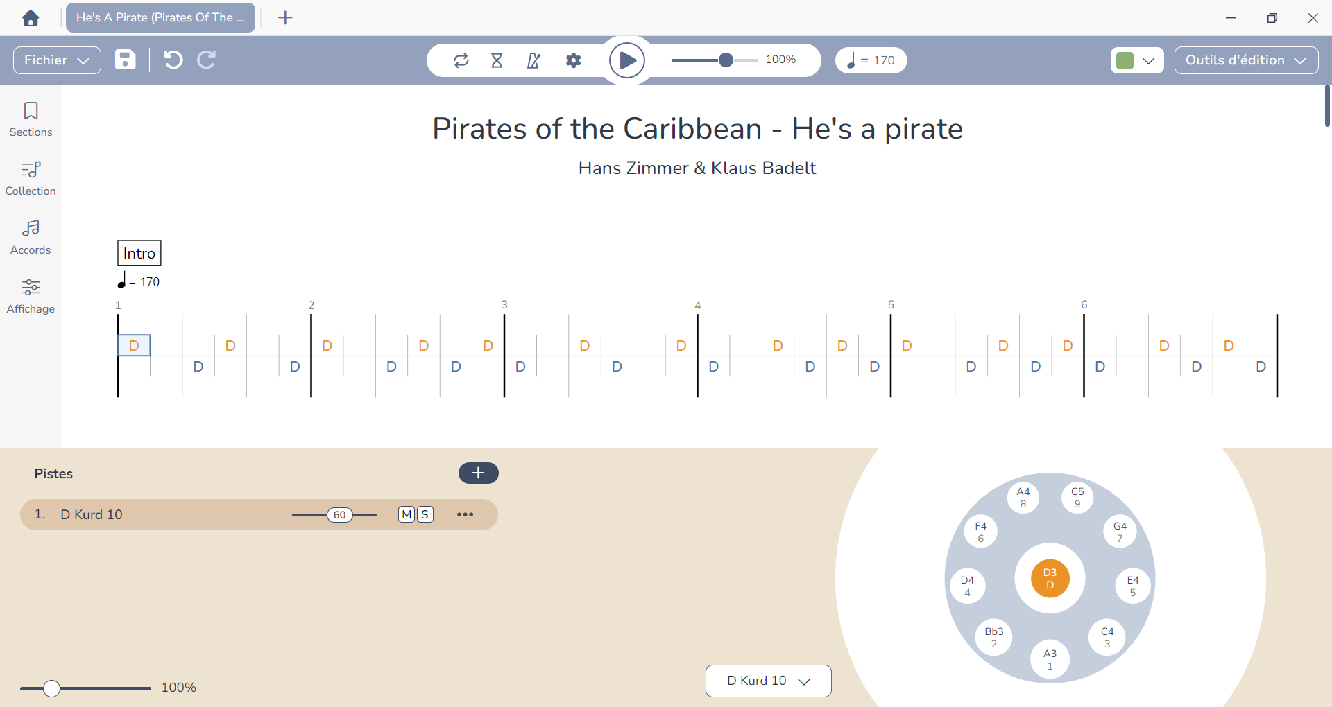 Tablature de Pirates des Caraïbes